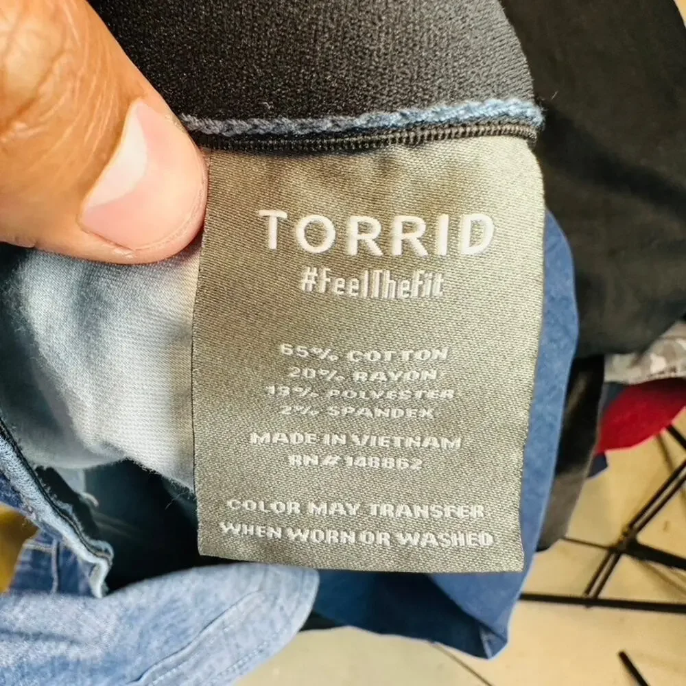 Torrid Womans Sz 22 Sky High Boot Crop Comfort Waist Blue Denim Stretch - Picture 9 of 9